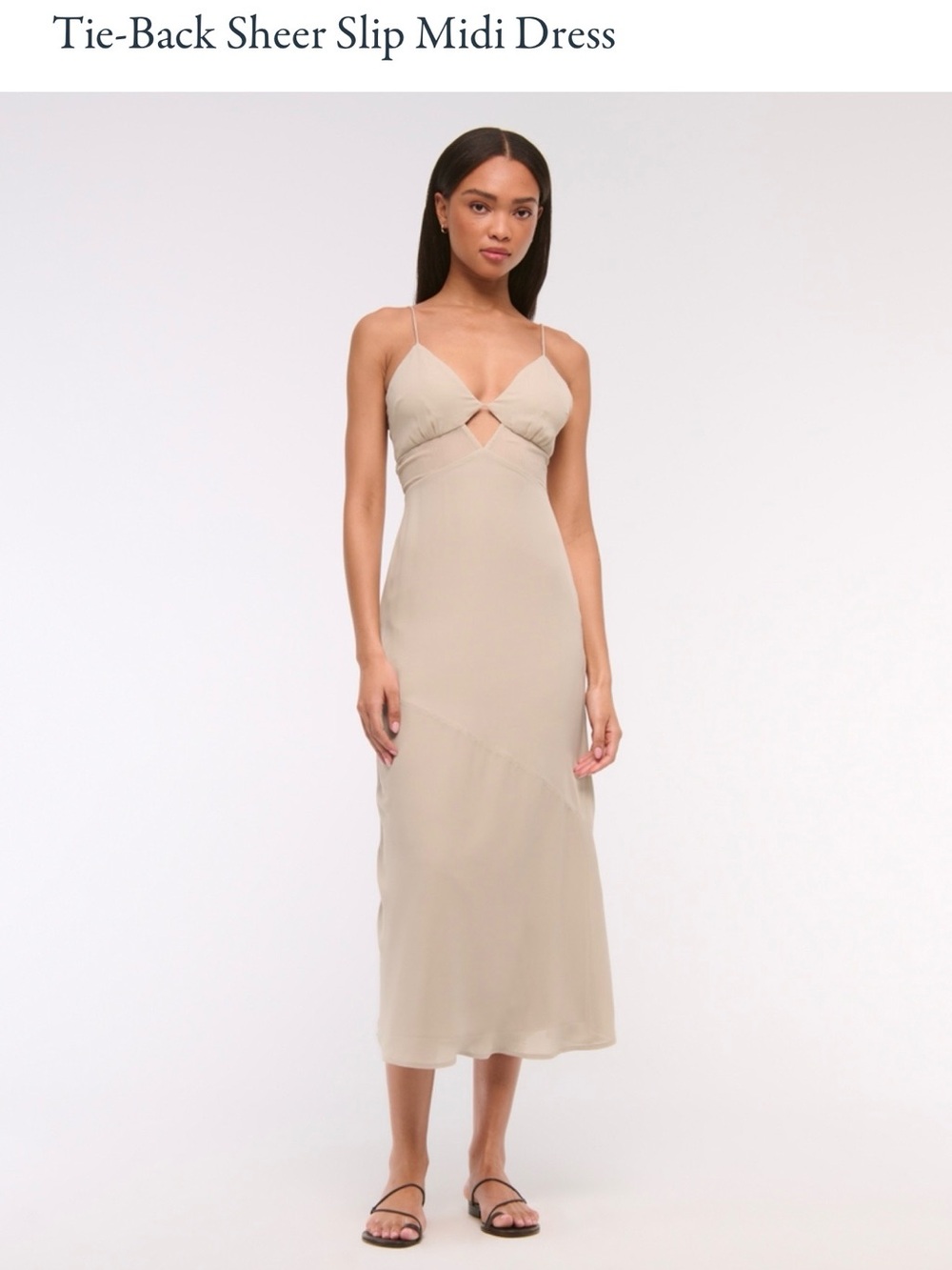 NWT new Abercrombie & Fitch Tie back sheer midi slip dress light brown small